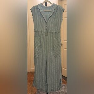 Azura Chic Blue Striped Jumpsuit with Slit legs